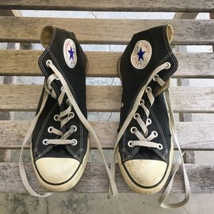 black and white high top converse